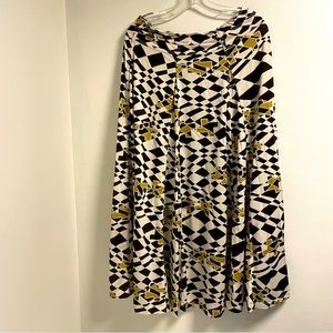 Lapis Geometric Maxi Skirt Belted Size L Black,Cream,Green.